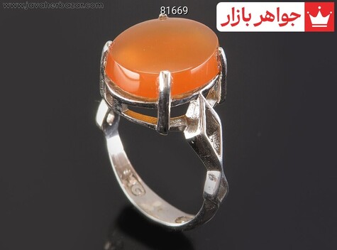 انگشتر نقره عقیق یمنی نارنجی زنانه [شرف الشمس] - 81669